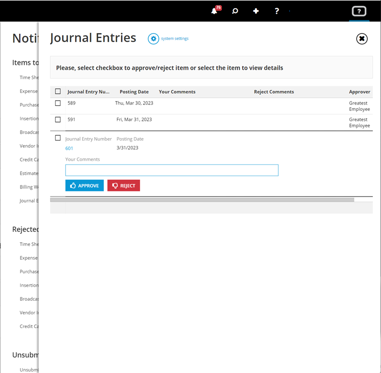 Journal Entry Approval Process – Workamajig