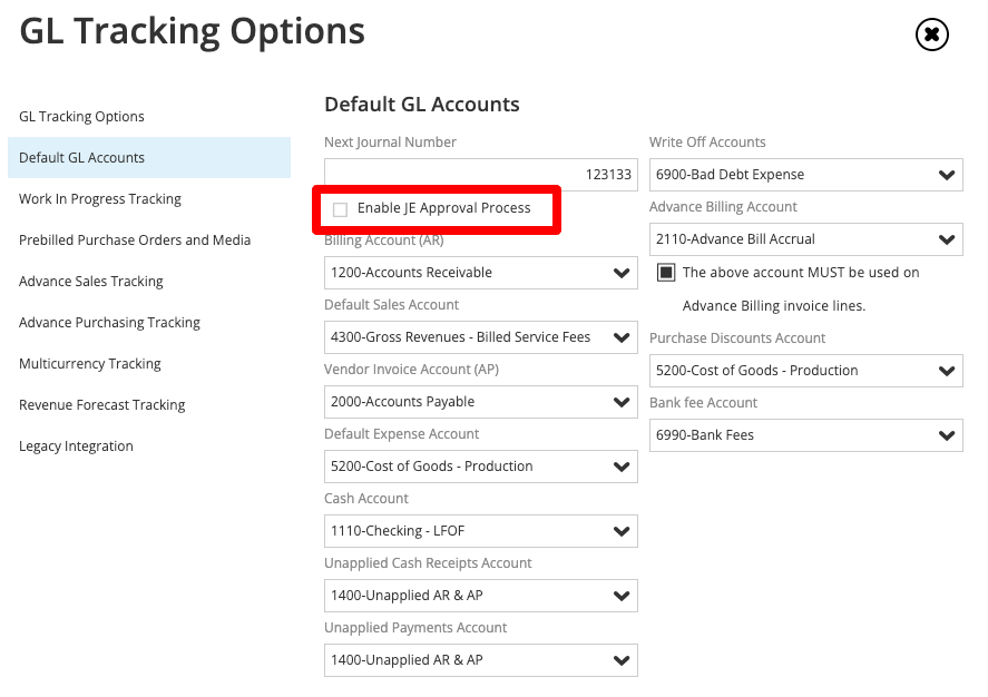 Journal Entry Approval Process – Workamajig
